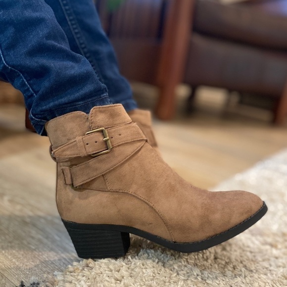 Taupe Vegan Suede Ankle Boots - Picture 3 of 7